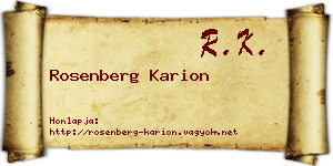 Rosenberg Karion névjegykártya